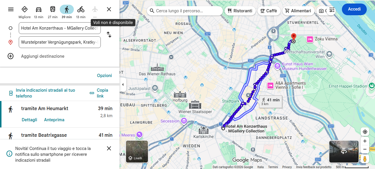 Mappa pedonale hotel-to-prater