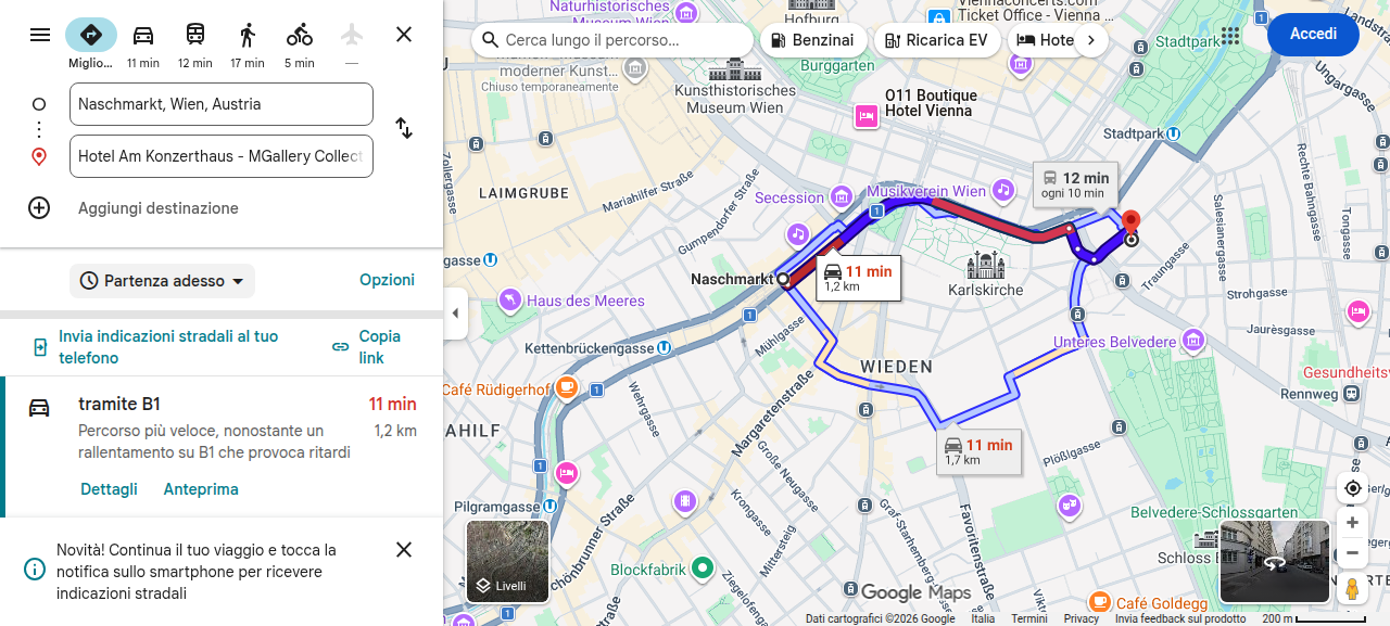 Mappa Naschmarkt → Hotel
