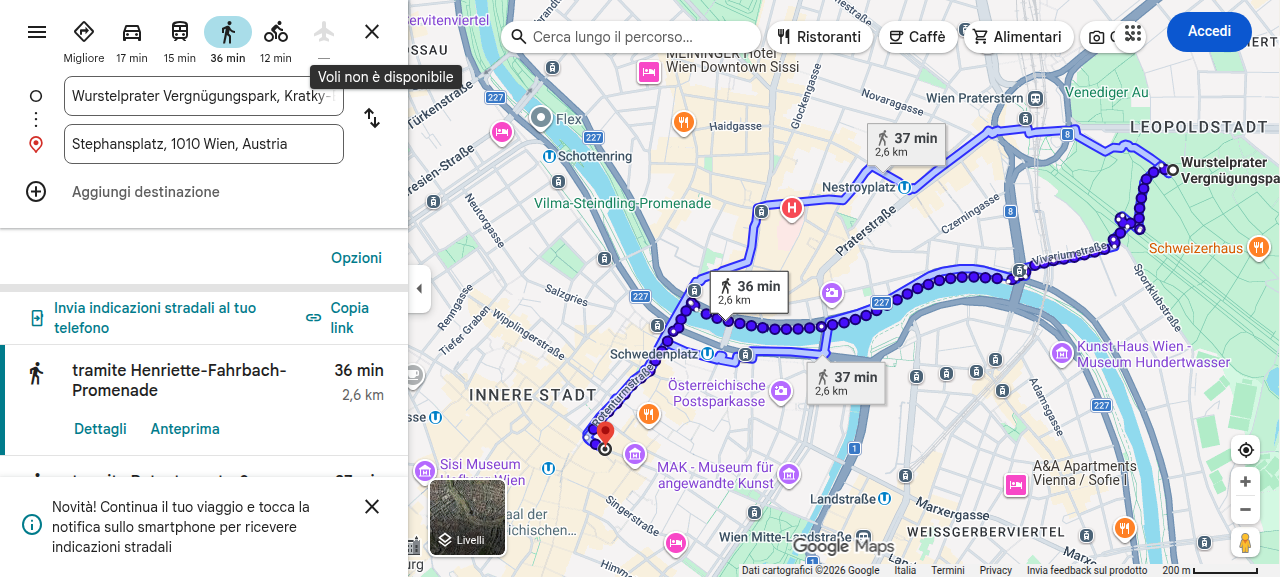 Mappa pedonale prater-to-stephansplatz