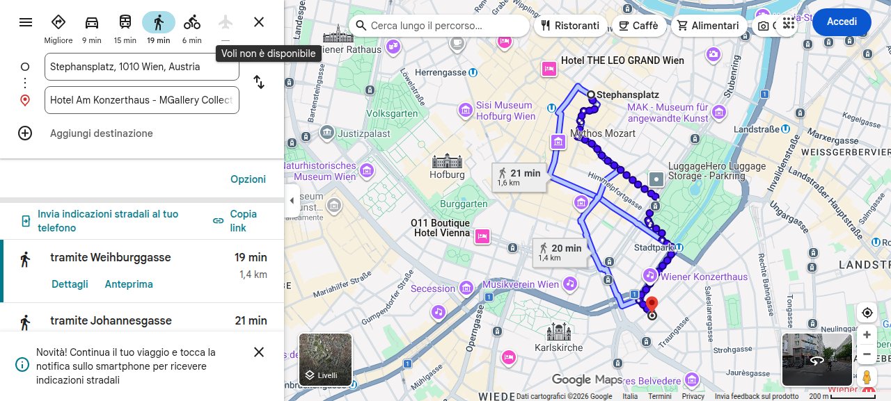 Mappa pedonale stephansplatz-to-hotel