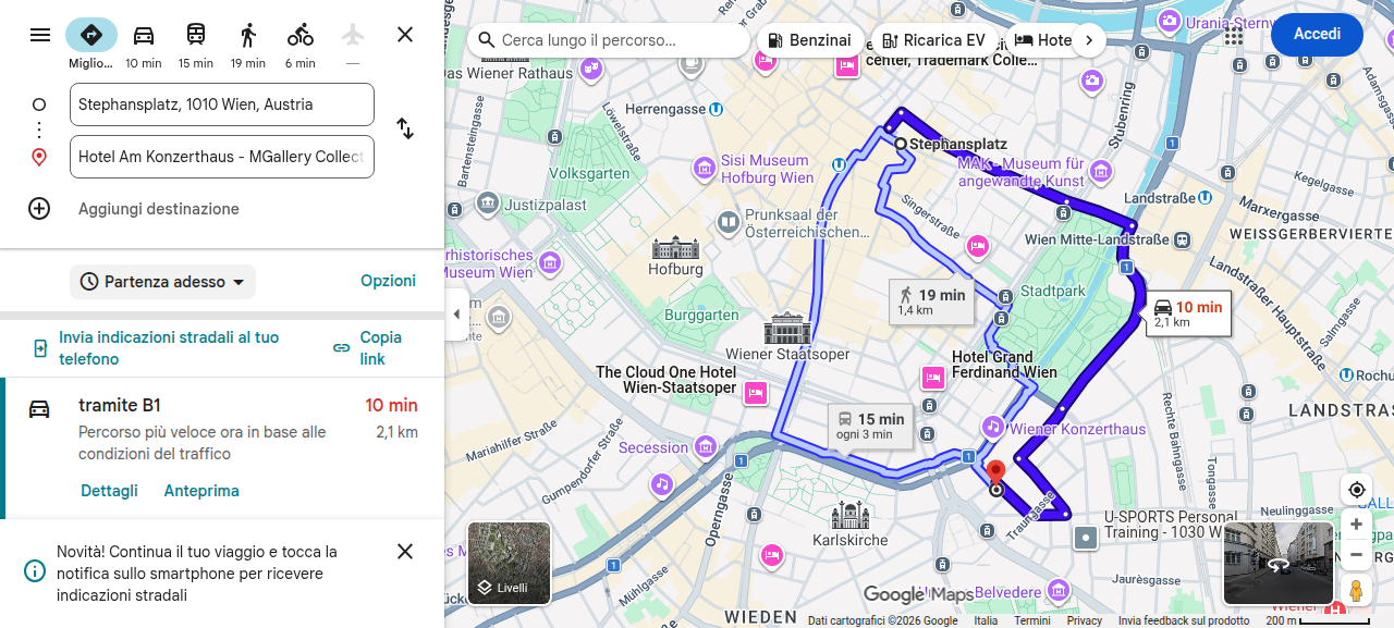 Mappa Stephansplatz → Hotel